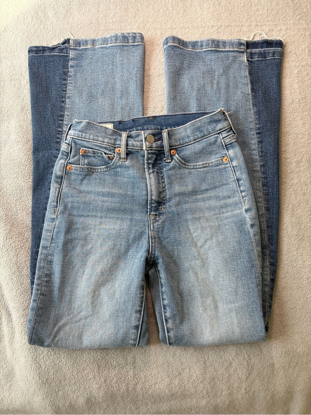 GAP Two-Tone High-Rise Jeans in Light and Dark Blue